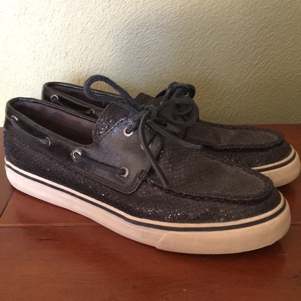 Black Glitter Sperrys